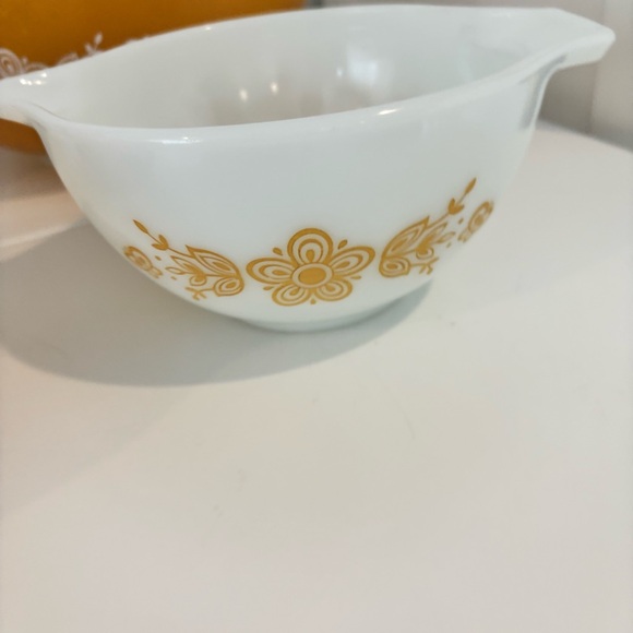 PYREX mixing bowls vintage butterfly gold Cinderella nesting set of 4 floral - Picture 10 of 16